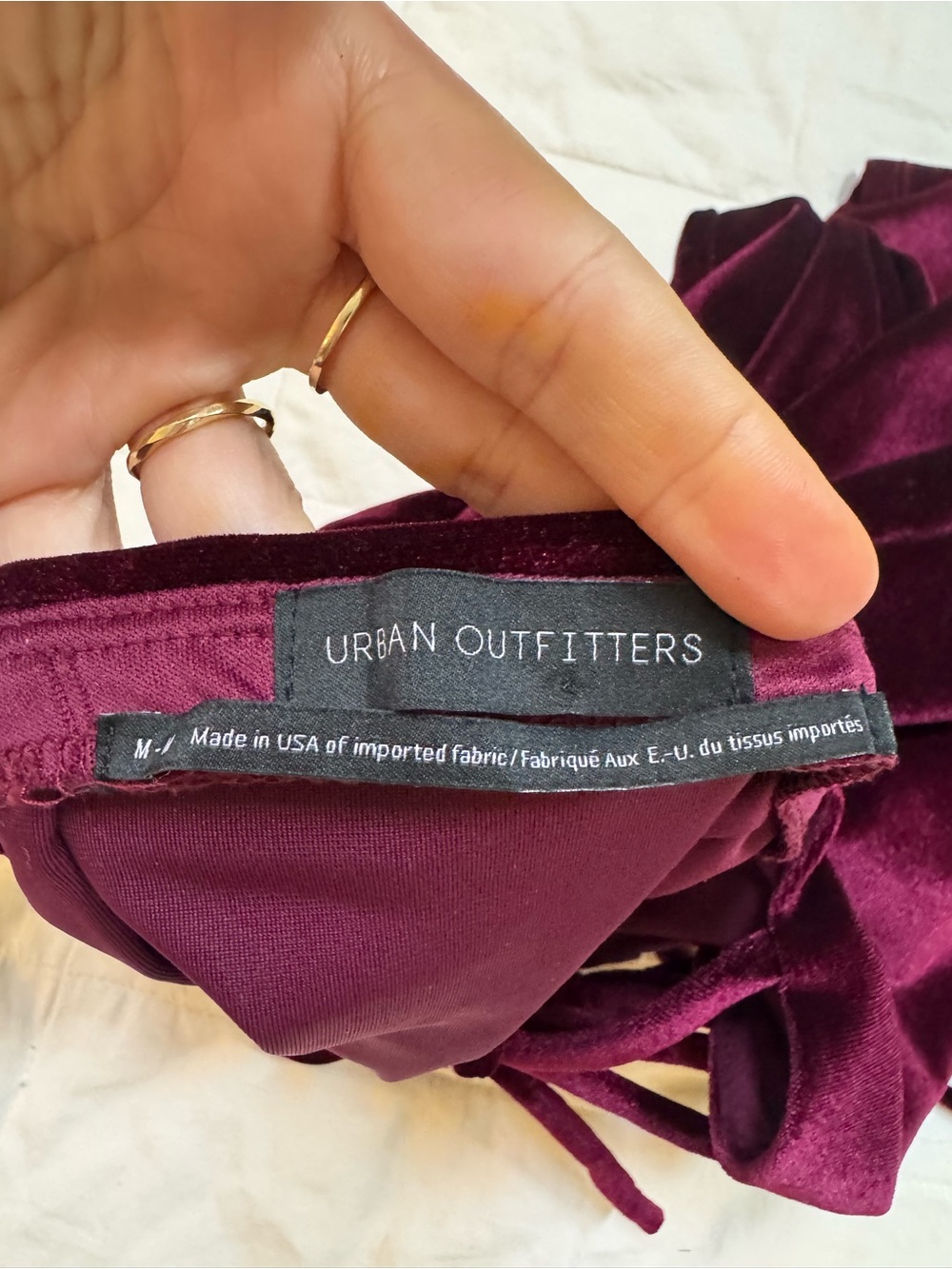 Urban Outfitters Burgundy Velvet Tie Back Mini Dress Size M Party Cocktail - Picture 6 of 8